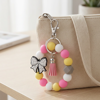 PDD Custom Pastel Bow Silicone PVC Beads Keychain Wristlet DIY Beadable Pen Charm Gift Making Accessories Sport Focal Beads