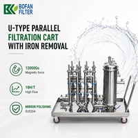 Troli Filtrasi Paralel 20" 5 Kartrid Baja Tahan Karat Food Grade, Finishing Poles, Laju Alir 20m, Kapasitas 20T/H