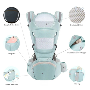 Adjustable 25kg <strong>Baby</strong> <strong>Carrier</strong> With Reinforced Back Strap 3-36 Months Support Waist Stool Cotton Material Side Pocket Storage