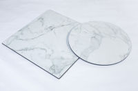 Table compacte d'extérieur en HPL avec pieds blancs, mobilier de restaurant Lifepursue Simple Line
