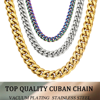 Hip Hop Gourmette Garçons Or Couleur En Acier Inoxydable Cubain Lien Chaîne Collier Bijoux