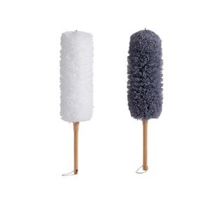 Plumeau électrostatique avec manche extensible pour le nettoyage domestique, tête en microfibre grise - Product Image 4