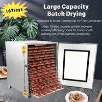 Déshydrateur alimentaire domestique de haute qualité en acier inoxydable pour fruits et légumes, 10 et 16 plateaux, avec porte entièrement vitrée, pour snacks