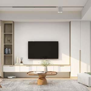 Modern Luxury <b>LED</b> <b>TV</b> <b>Cabinet</b> Wall Mounted Suspended Design Wooden Living Room Storage Unit <b>for</b> Hotel Use - Product Image 2