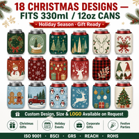 Protège-canettes de Noël personnalisables en néoprène isolant de 3 mm, porte-boissons réutilisable de 12 oz pour bière et autres boissons, idéal pour la sublimation