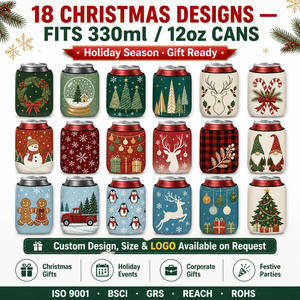 Protège-canettes de Noël personnalisables en néoprène isolant de 3 mm, porte-boissons réutilisable de 12 oz pour bière et autres boissons, idéal pour la sublimation - Product Image 3