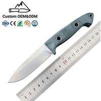 Couteau de Bushcraft en acier S30V, lame fixe, manche G10, couteau droit de survie, de camping, de chasse, d'extérieur, avec étui en cuir de vache, 22,9 cm