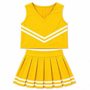 Uniforme de Porristas Amarillo Sublimado Personalizado, Top Corto sin Mangas, Falda Plisada, Ropa Deportiva de Equipo, Fabricante OEM - Product Image 1