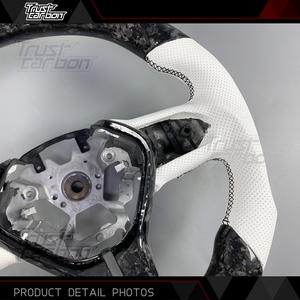 Sport Design for Q50 QX50 Q60 2013-2022 Customized Forged <b>Carbon</b> LED <b>Fiber</b> Steering Wheel with White Perforated - Product Image 4