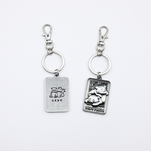 Porte-clés vintage en métal avec breloques géométriques, baguette pour chat, panda, iguane, lézard, avec mousqueton - Product Image 4