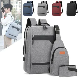 Venta al por mayor precio de viaje portátil USB portátil mochila estudiante mochila con bolsas de pecho para estudiante 15,6 pulgadas