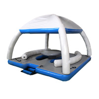 Barre de loisirs aquatique gonflable de nouveau Style avec parasol canapé gonflable blanc plate-forme flottante yacht de mer utilisation de fête en plein air