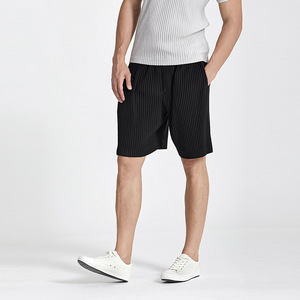 Miyake Pleated Solid Mid Waist Breathable Quick Dry Eco-Friendly Casual Board <b>Shorts</b> for <b>Men</b> Loose Elastic Gym - Product Image 3