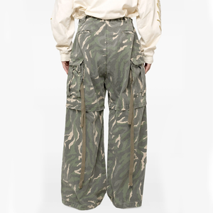 Pantaloni larghi da uomo Hip Hop da uomo di alta strada pantaloni larghi di cotone con cinturini con motivo mimetico con decorazione Patchwork - Product Image 3