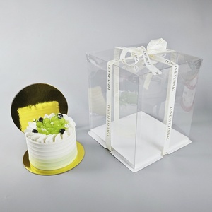 Sunshine Custom Cake <b>Box</b> with Ribbon Handle Board 8 10inch Cake Packaging with Window Cake Packaging <b>Box</b> - Product Image 1