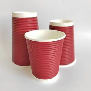 Échantillon gratuit de gobelets à café ondulés écologiques en papier noir, jetables, de 8 à 16 oz, avec couvercles - Product Image 1