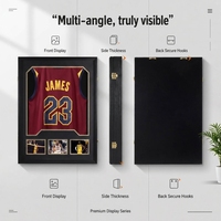 Marco de Exhibición Abatible Negro para Camisetas, 60x80cm, Caja de Madera para Exhibición de Artículos Deportivos en Pared