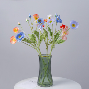 Flores de Amapola Artificiales de Colores Mezclados, Decoraciones de Seda para Bodas y Hogar - Product Image 1