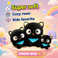 Boneka Kucing Lucu Bergaya Gelap Warna Cokelat dengan Syal, Isian Kapas PP, Hadiah Ulang Tahun Sempurna untuk Remaja