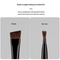 Großer Augenbrauenpinsel aus Ponyhaar mit Holzgriff, flacher, abgewinkelter Make-up-Pinsel für Mist-Brows und Puderauftragung
