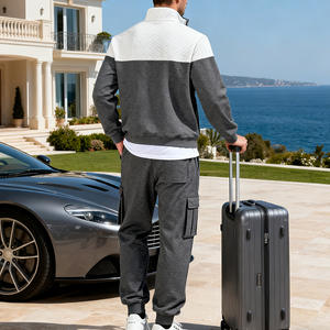 Ensemble de survêtement essentiel pour homme RUIQUWIN avec logo personnalisé, sweat-shirt à demi-zip, pantalon cargo décontracté, vêtements de sport respirants pour tous les jours - Product Image 4