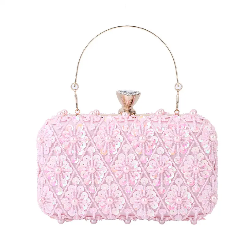 Commercio all'ingrosso della fabbrica di lusso Glitter popolare con paillettes borsetta per feste da donna banchetto rosa Tote borsa da sera pochette