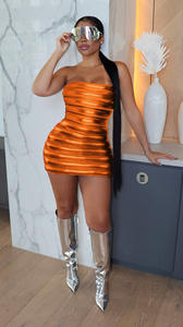 Estate Sexy senza spalline argento blu rosso verde <span class=keywords><strong>oro</strong></span> arancione nero Bodycon Mini Club abiti da festa per le donne - Product Image 4