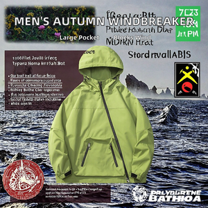 Nouvelle veste coupe-vent décontractée pour homme, automne, extérieur, tissée, solide, grande poche, col montant, fermeture éclair - Product Image 2