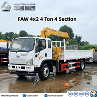Nouvelle grue montée sur camion FAW 4x2 de 4 tonnes à 4 sections pour la construction, le levage et le transport de marchandises