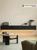 Meuble TV mural en bois massif de luxe léger et haut de gamme, combinaison table basse murale pour petit salon familial