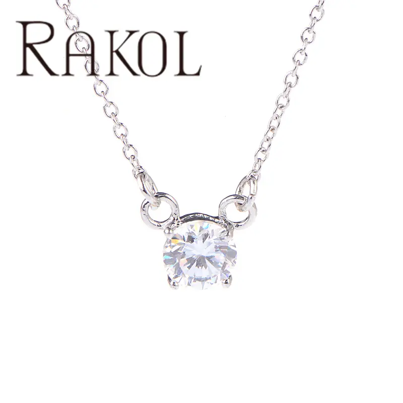 RAKOL NP058 Aluminiumkette Metall-Pendant-Halskette 10 Karate Einzeldiamant-Kristallkette-Halskette