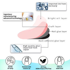 Langdurige groothandelsprijs aangepaste logo 16 tips glanzende nagelwraps effen kleur semi-gecureerde gel nagelkunst stickers met UV-licht - Product Image 4