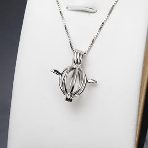 Componentes de Joyería: Colgante Vacío de Plata S925 con Perla y Jade, Cadena para Clavícula de 8-9 mm, Adorno Colgante sin Perforación, Estilo Jaula de Pájaro - Product Image 4