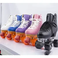 Wholesale rental roller skates Colorful high quality leather 4 Pu wheels roller skates ice or skates rink popular