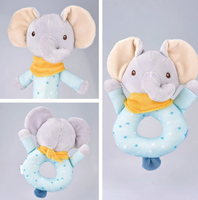 Hochet à main pour bébé Jouets en peluche Éducation précoce Animal Éléphant Hochet à main Poupée Bébé Jouets apaisants
