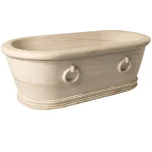 Vasca da bagno in pietra naturale usata per la casa all'ingrosso vasca da bagno rotonda in marmo bianco autoportante in vendita