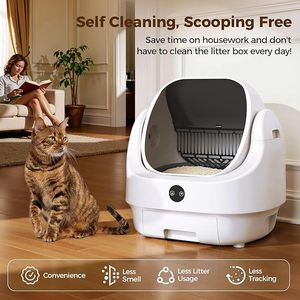 Open Top Dome Shape Odor Control Ready Use Self Cleaning APP Control Safety Sensor Ellenpent Trash Automatic Litter Box - Product Image 2
