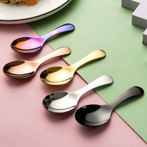 304 Stainless Steel Portable Spoons And Forks Round Short Handle Mini Cutlery For Students Travel Eating Desserts - Product Image 4