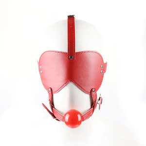 Augenbinde geschirr & Ball knebel Leder fesseln Ball Munds topfen Silikon Bondage Ball Augen maske BDSM Mundstück Rückhaltes pielzeug - Product Image 1