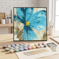 Nature morte Fleurs bleues Peinture sur toile de lin DIY par numéros Peinture acrylique Impression numérique pour débutants Décoration intérieure