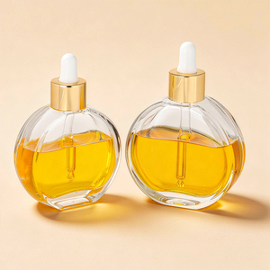 Bouteilles en <span class=keywords><strong>verre</strong></span> transparentes, plates et rondes, vides, pour huiles essentielles, parfums, huiles capillaires, avec compte-gouttes, 50 ml, 60 ml, 100 ml - Product Image 3