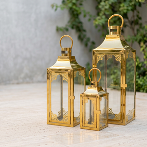 Lanternes décoratives en métal plaqué or pour la maison et les mariages – Vente en gros - Product Image 2