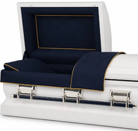 Cercueil américain en bois massif blanc pour adulte, 210x71x58cm, pour usine de traitement funéraire avec designs personnalisables