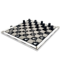 Jeu d'échecs en plexiglas sur mesure, jeu de dames en acrylique noir et transparent de luxe