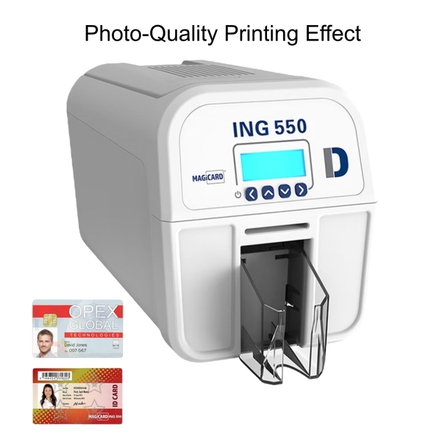 High-Res Anti-Fake ID Card Printer ING550 Wide Color Gamut Custom Effects Direct-to-Card Printer Retransfer Card Printer