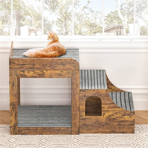 Bruin Hout Super Grote Indoor Kat Hond Bed Huis Huisdier Stapelbed Huisdier Raam Baars - Product Image 6
