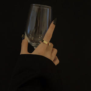 Bague ouverte en acier inoxydable plaqué or 18K, ensemble de bijoux irrégulier, Vintage, ajustable, <span class=keywords><strong>Netflix</strong></span>, tendance 2020 - Product Image 6