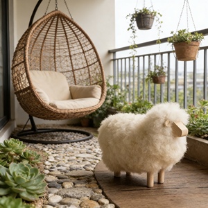 Recuerdo de Túnez, Oveja KALYS Le Petit Mouton, Arte Popular Hecho a Mano, 100% Artesanía Local, Piel de Oveja Tratada, Madera Esculpida - Product Image 4