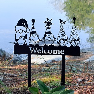 Piquets métalliques noirs flexibles à installation facile pour étiquettes rectangulaires, Décoration de pelouse, Panneau de jardin 'Seven Dwarf', Décoration extérieure, Ornements de jardin - Product Image 1