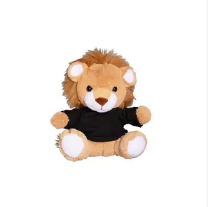 Sveglio di modo morbido caramello leone con t-shirt e logo personalizzato morbido leone giocattolo promozionale peluche ripiene leone giocattolo